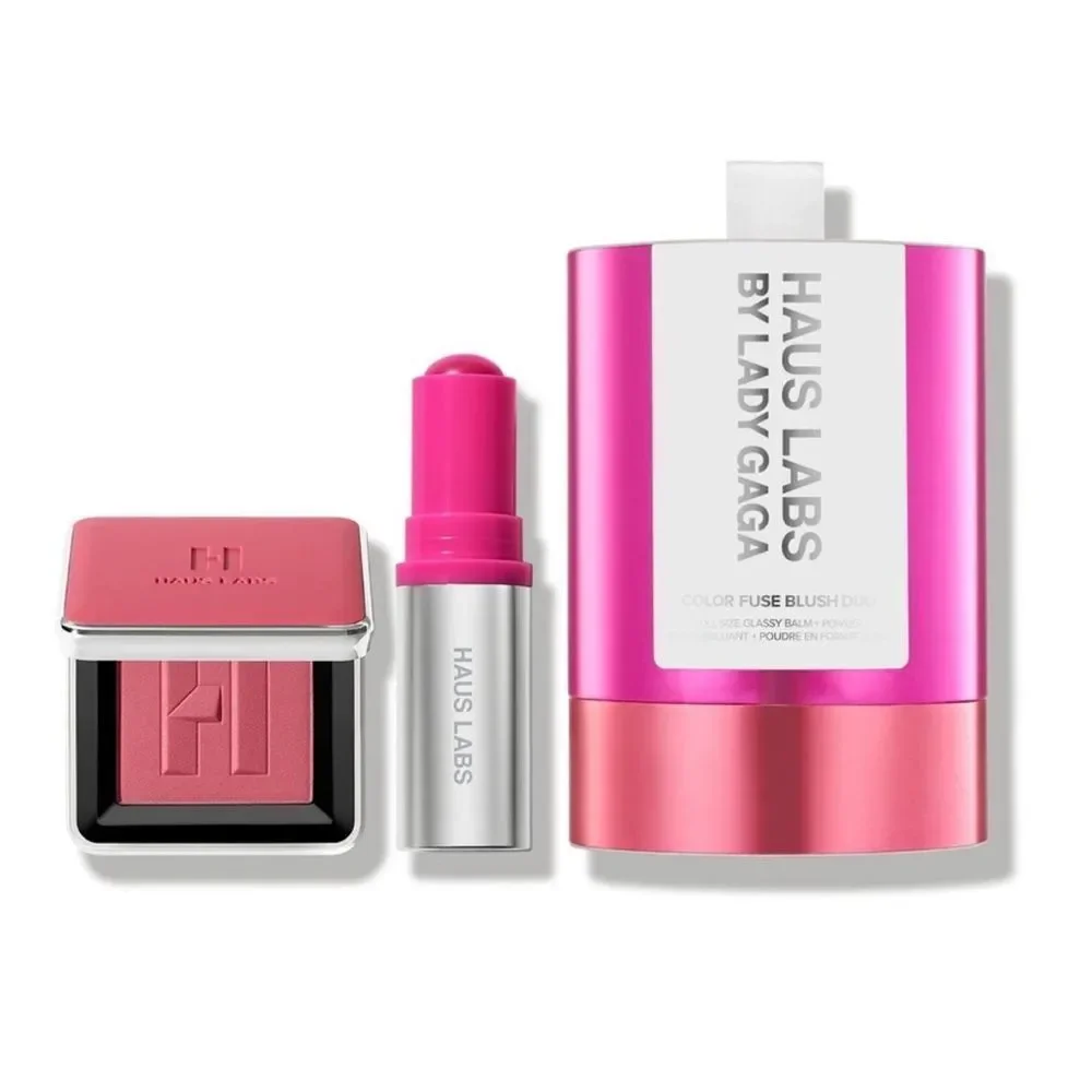 HAUS LABS BY LADY GAGA Color Fuse Glassy Blush Balm Stick + Powder Blush Set